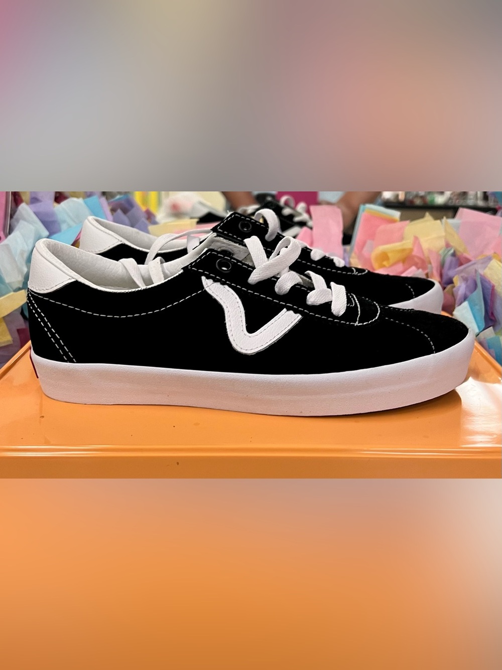 Vans Sport Low 7.5W, 6Y OFF THE WALL Black Suede Low-Top Skate Shoe Sneaker - Picture 5 of 7